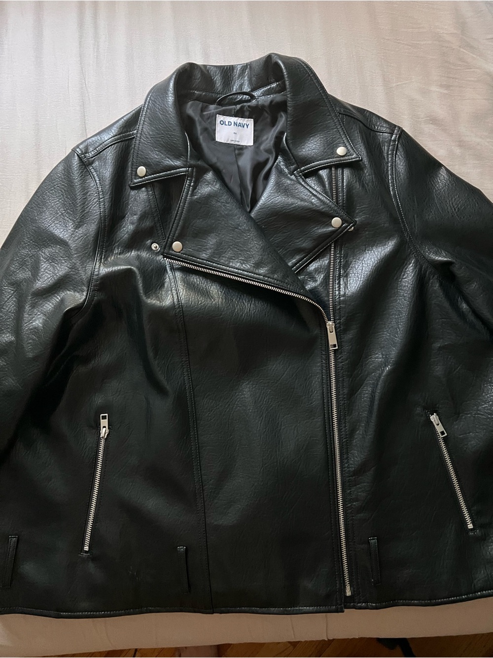 Old Navy Black Faux Leather Asymmetrical Moto Jacket